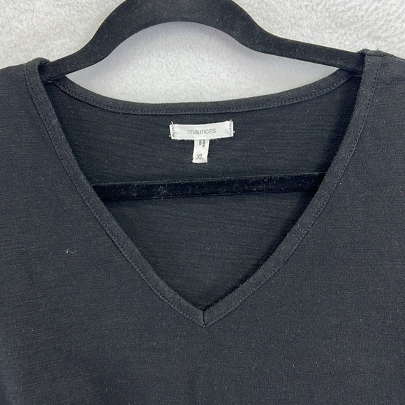 Maurice’s Tie Front Crop Top Sz XL Black Eyelet/Lacey Flutter Sleeve Boho Gypsy - Picture 3 of 11